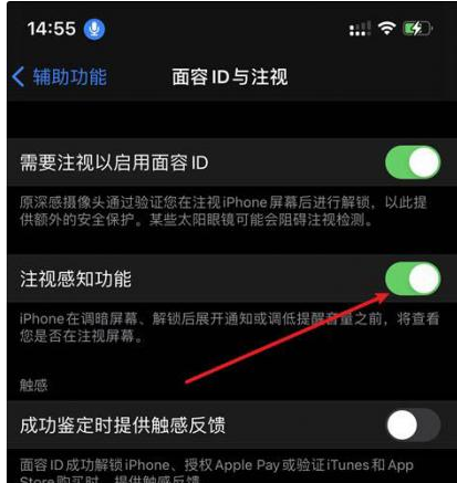 石狮苹果14维修网点分享iPhone14注视感知功能有什么用 