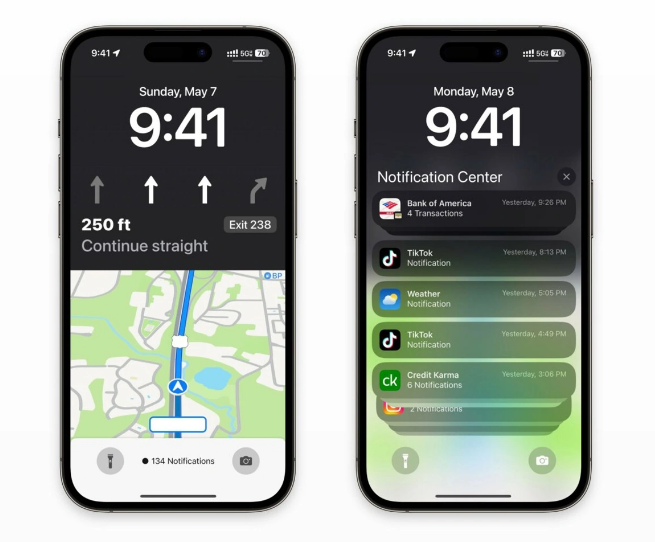 石狮苹果维修服务分享iOS17锁屏地图导航半屏显示长什么样 